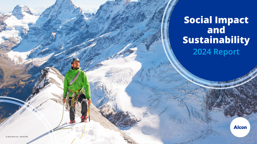 爱尔康 2024 年社会影响和可持续发展报告》封面。